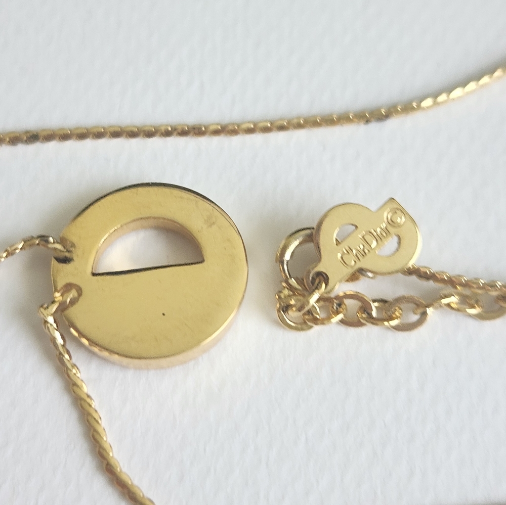 20. 💎 Christian Dior CD Logo Gold Plated Necklace With Crstal Accents ooo - Picture 3 of 6
